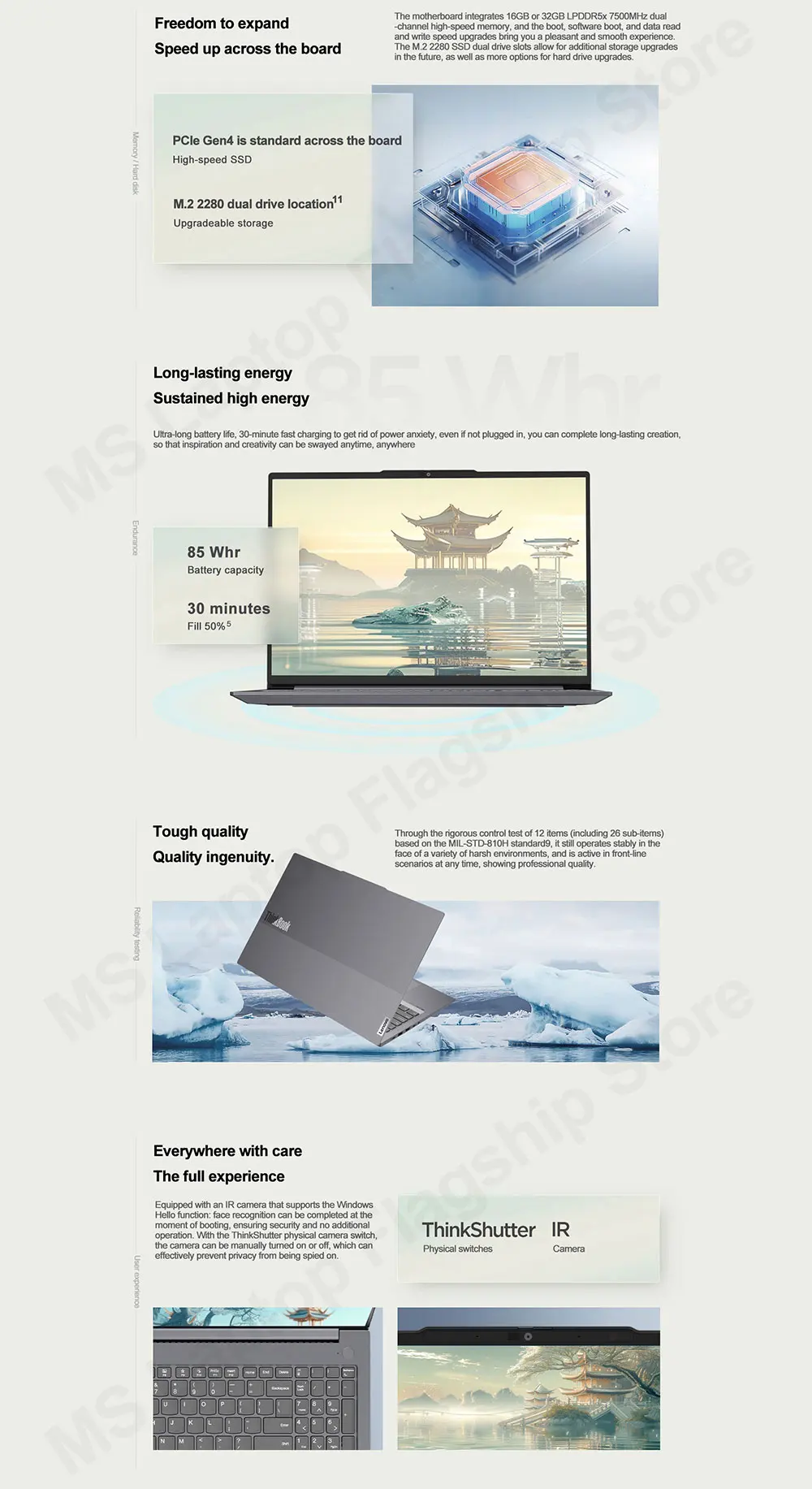 2024 Lenovo ThinkBook 16+ Laptop AMD R7-8845H Radeon 780M 16GB/32GB LPDDR5x RAM 1TB/2TB SSD 16inches 2.5K 120Hz Screen Notebook 5