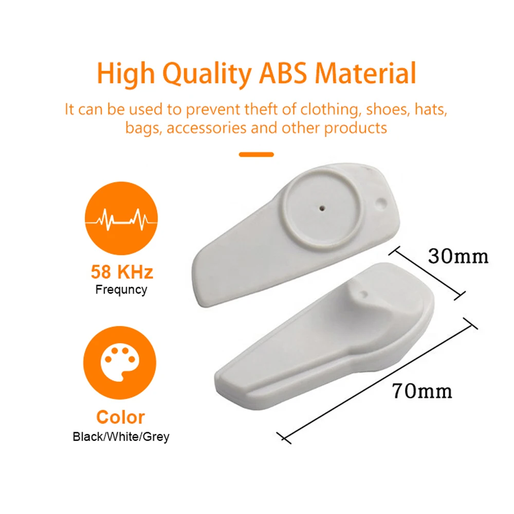 100PCS/lot Clothing EAS AM 58khz Super Mini Plastic Security Alarm Hard Slipper Tag for Clothes