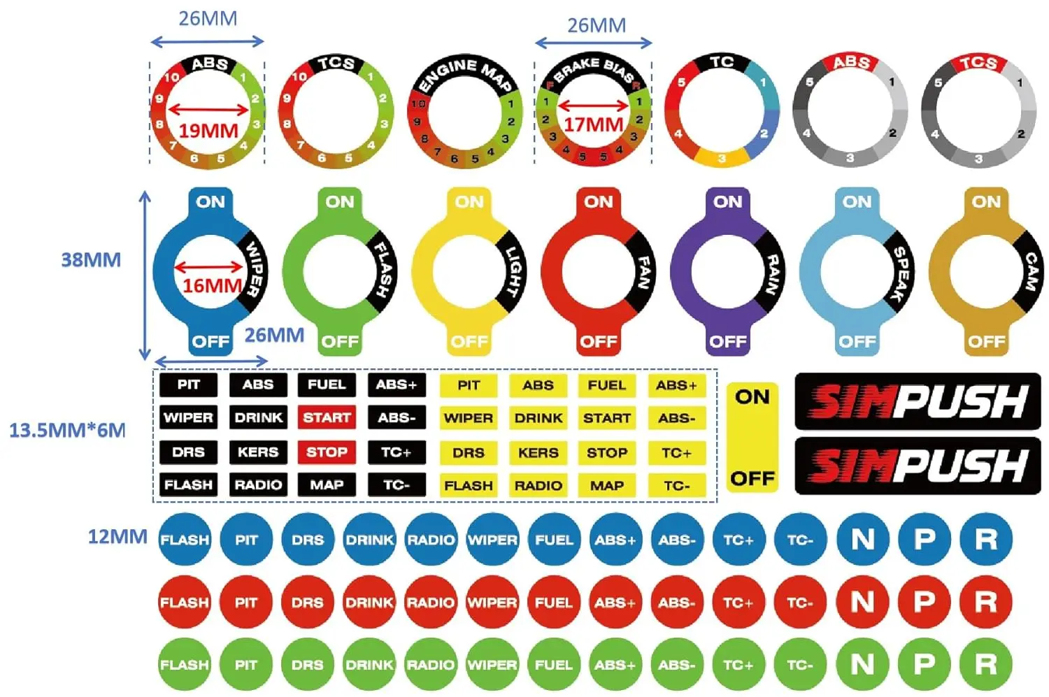 Racing Steering Wheel Sticker SIMPUSH SIM Racing Steering Wheel sticker