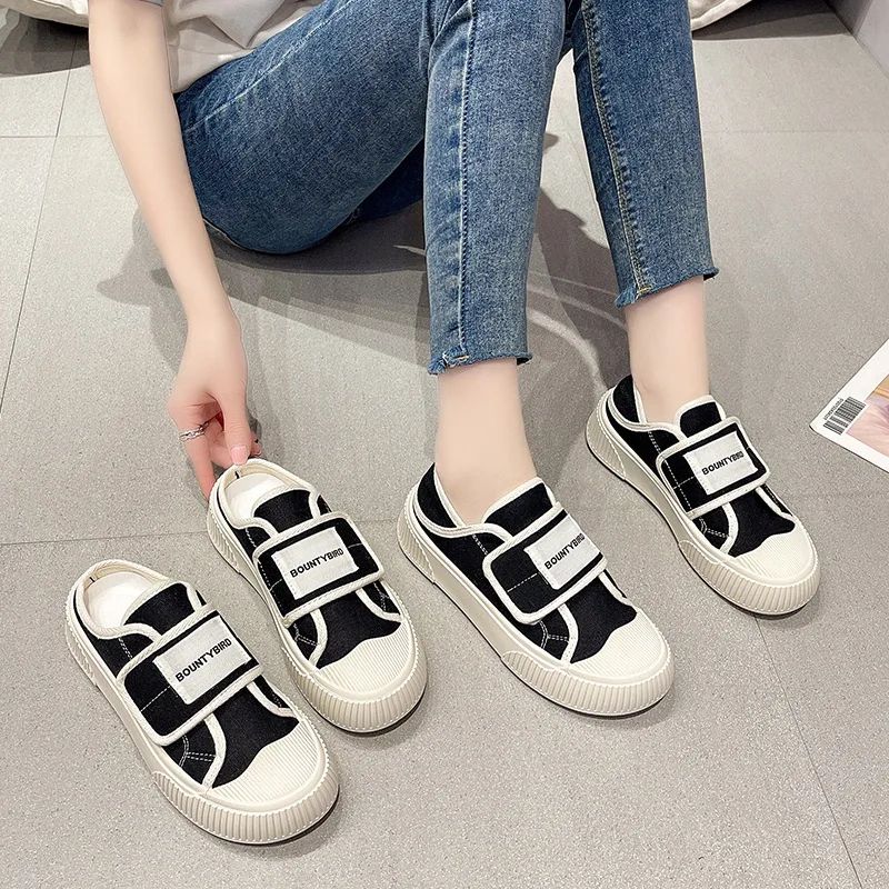 

Korean Canvas Shoes Women's 2024 Autumn New Fashion Lightweight Thick Sole Comfortable Flat Shoes Outdoor Walking Casual Shoes