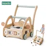Kids Wooden Walker Montessori Toy Car Learning Children's Simulated Shopping  For 3 Year Babies Car Toddler Trolley Wagon Gifts 1