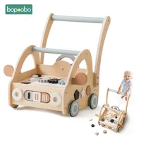 Kids Wooden Walker Montessori Toy Car Learning Children's Simulated Shopping  For 3 Year Babies Car Toddler Trolley Wagon Gifts 1