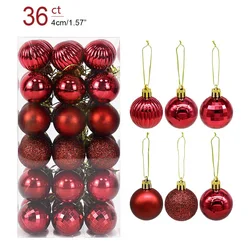 Festive Christmas Tree Ornaments - Elegant Hanging Decorations for Home and Party Decor 2023 (36pcs wine red)