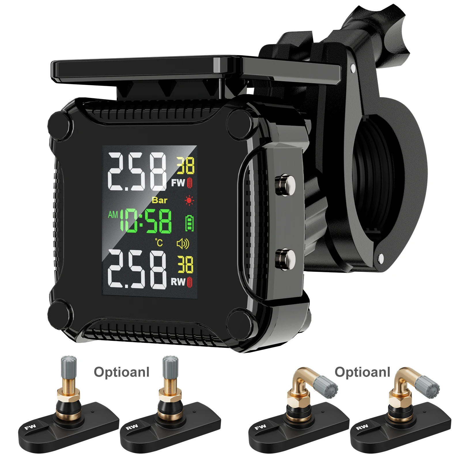 Motorcycle and Electric Vehicle Tire Pressure Monitor Wireless Digital Display Built-In Tpms