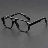 Double ponts Anti lumière bleue lunettes de lecture hommes rétro femmes lunettes carrées cadre mode hommes lunettes myopes faux cils-2 5
