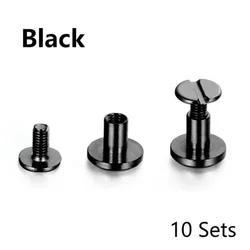 10 Sets Leather Craft Metal Rivet Kit with Double Curved Head Screws and Snaps - Female 5x10mm (Black Nickel)