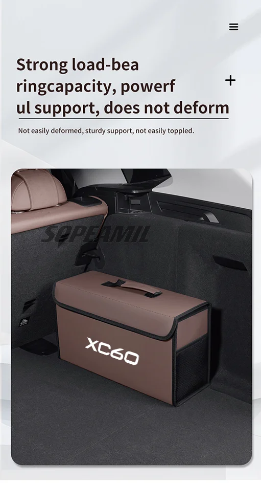 Auto Carbon Faser Leder Lagerung Box Organizer Große Kapazität Faltbare Verstauen Aufräumen Tasche Für Volvo XC90 XC60 Auto Zubehör – Detail 7