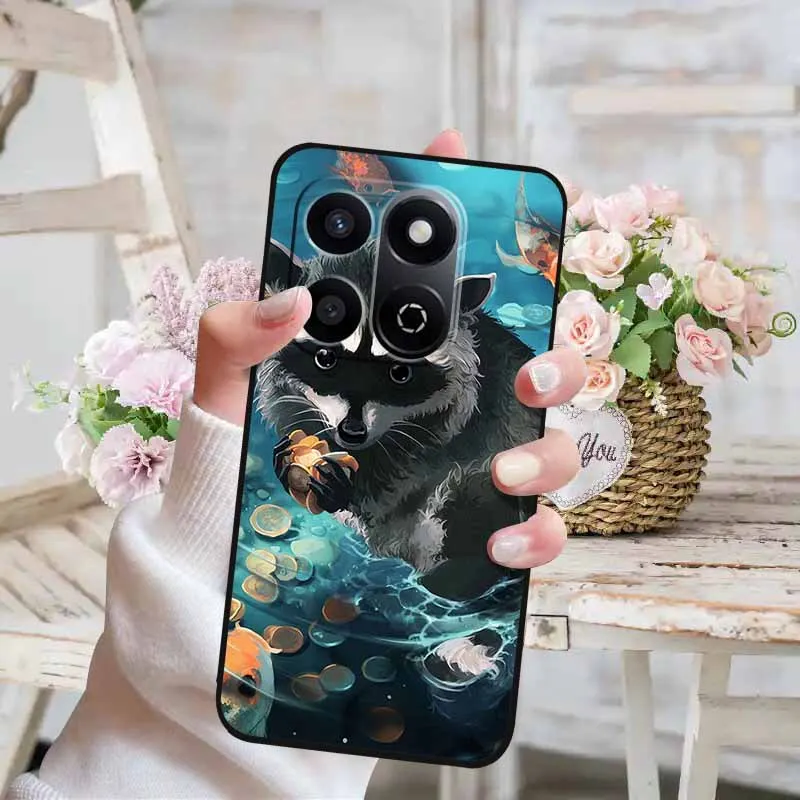 Cute Cat Design Soft Silicone Phone Case - Lovely Painted TPU Back Cover