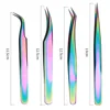 Colorful Curved Tip Eyelashes Tweezers Stainless Steel Precision Eyelash Grafting Tweezers Eye Makeup Eyelash Extension Tweezers 6
