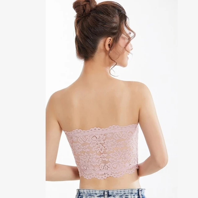 3 peças de renda floral feminina tubo de renda top bra bandeau strapless  sutiãs sem emenda envoltório elástico peito