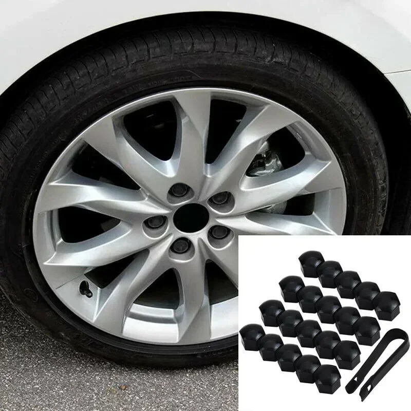 20pcs Nut Cap Gloss Black Alloy Wheel Nut Bolt Covers Cap Universal Set For Any Car ABS Plastic 22mm X 18mm Wear Parts wheel lug nut cover