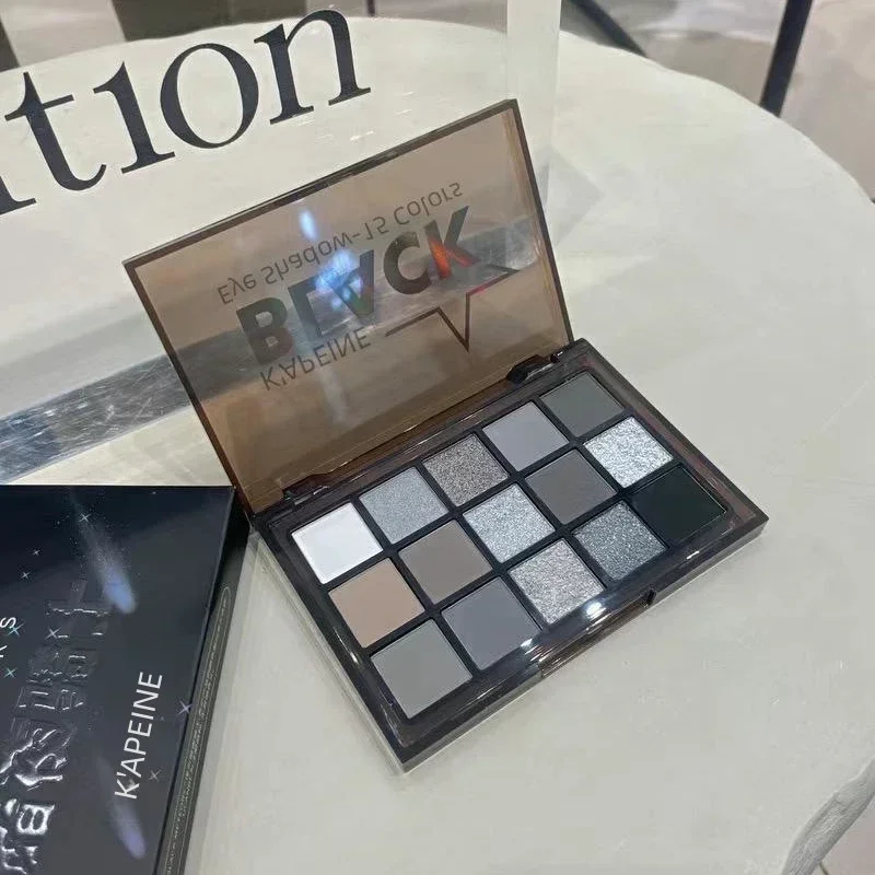 Eye Shadow Eye Shadow Plate 15Colors Eyeshadow Palette Black Smokey Cool Toned Eye Shadow Metal Pearlescent Matte Silver Gray Lasting Eyeshadow Party Makeup