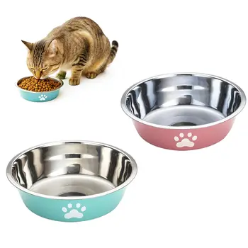 2 Pack Stainless Steel Cat Bowls 450ml, Non-Slip Pet Food Water Bowls for Small Dogs Cats, Easy Clean Metal Feeding Bowls