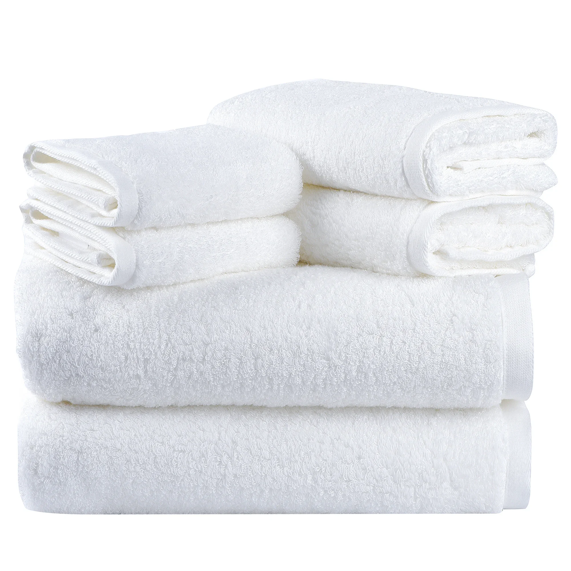 Bath Towel Set 2 Large Bath Towels 2 Hand Towels 2 Face towels Cotton Highly Absorbent Bathroom Towels White