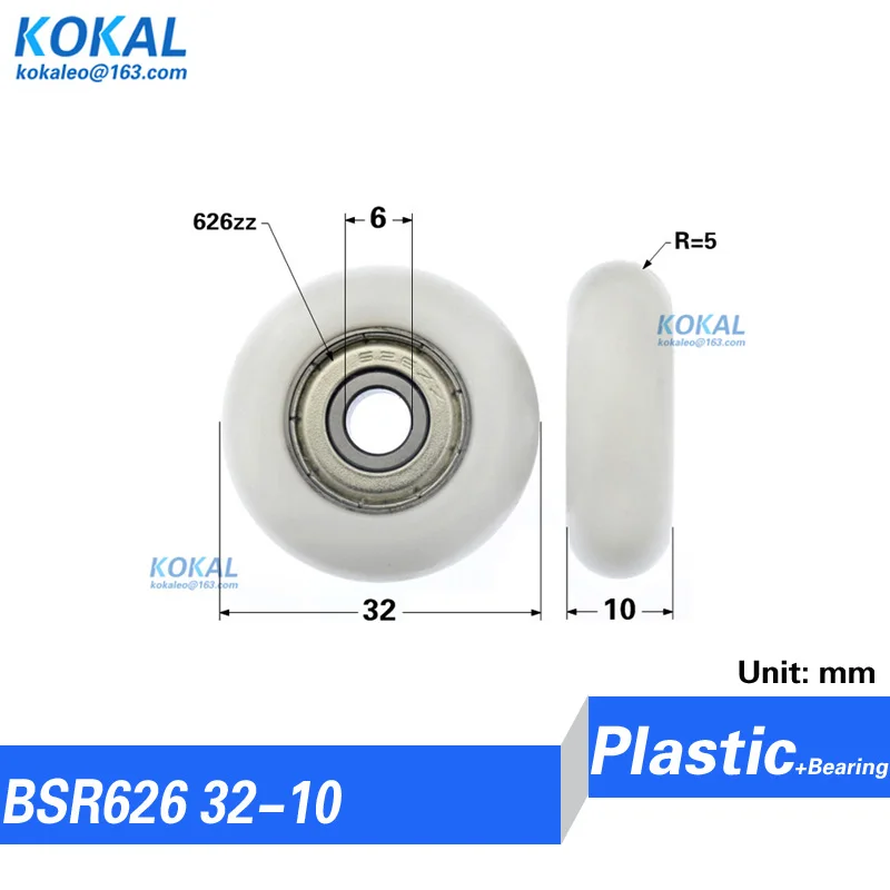 [R0634-10] 10PCS 626zz 1.34inches outer diameter bearing roller wheel with POM coated bearing 6mm*34mm*10