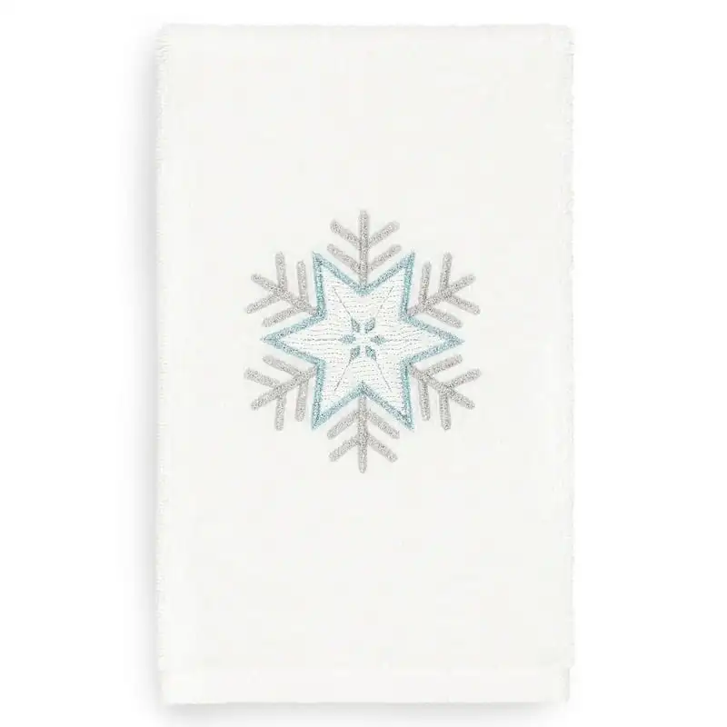 

Christmas Snowflake Embroidered White Turkish Cotton Hand Towel
