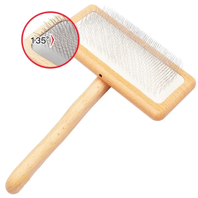 Dog Brush Wooden Dogs Comb Pet Hair Remover Dog Grooming Brush Cat Hair Knot Combs Comfortable Handle Dogs Comb Pet Accessories