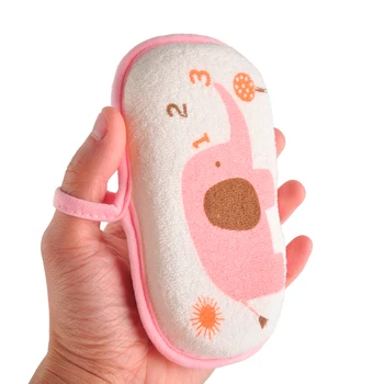 Cute Kids Baby Cotton Doccia Bagno Spugna Strofinare Cartoon elefante Asciugamano per il lavaggio del corpo Infantile Toddle Neonato Spazzole da bagno Spugna morbida