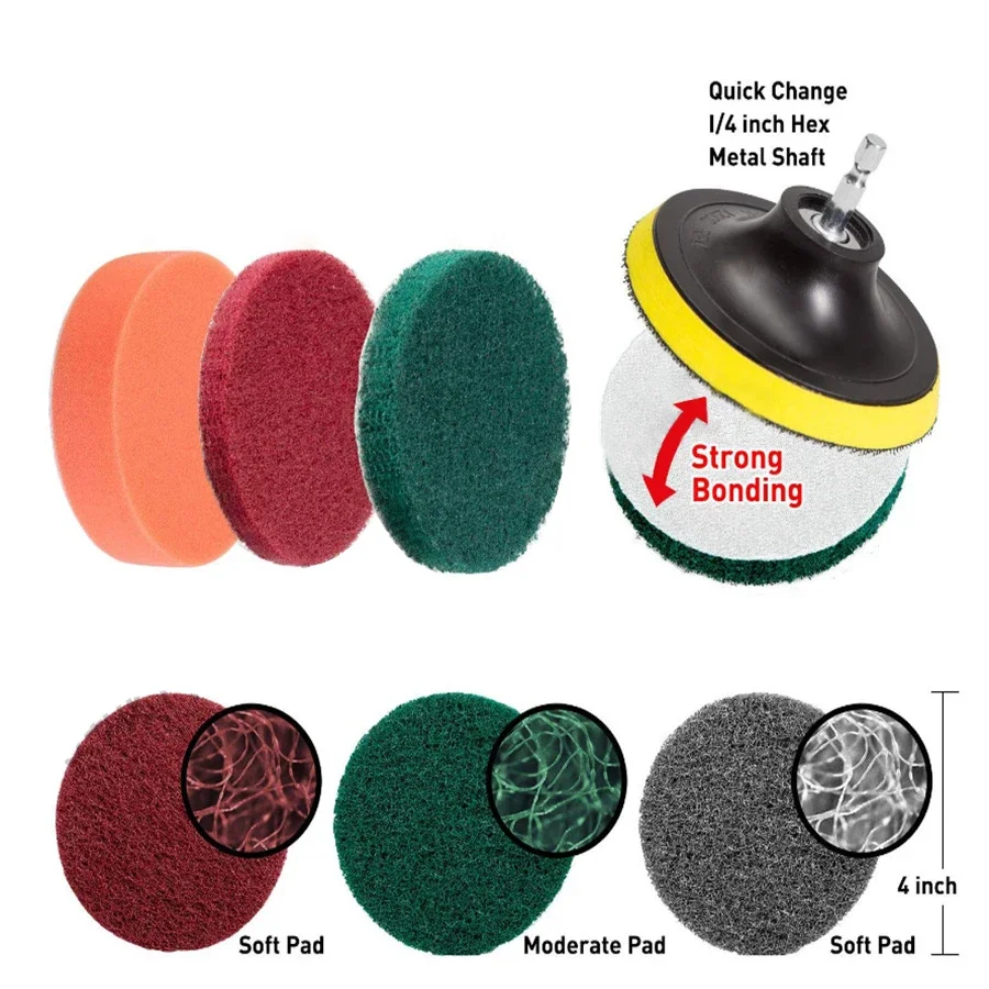Electric Drill Brush Cleaning Kit 11PCS 5PCS For Cleaning Bathroom Surfaces Upholstery Car Decoration Wheel scouring pads