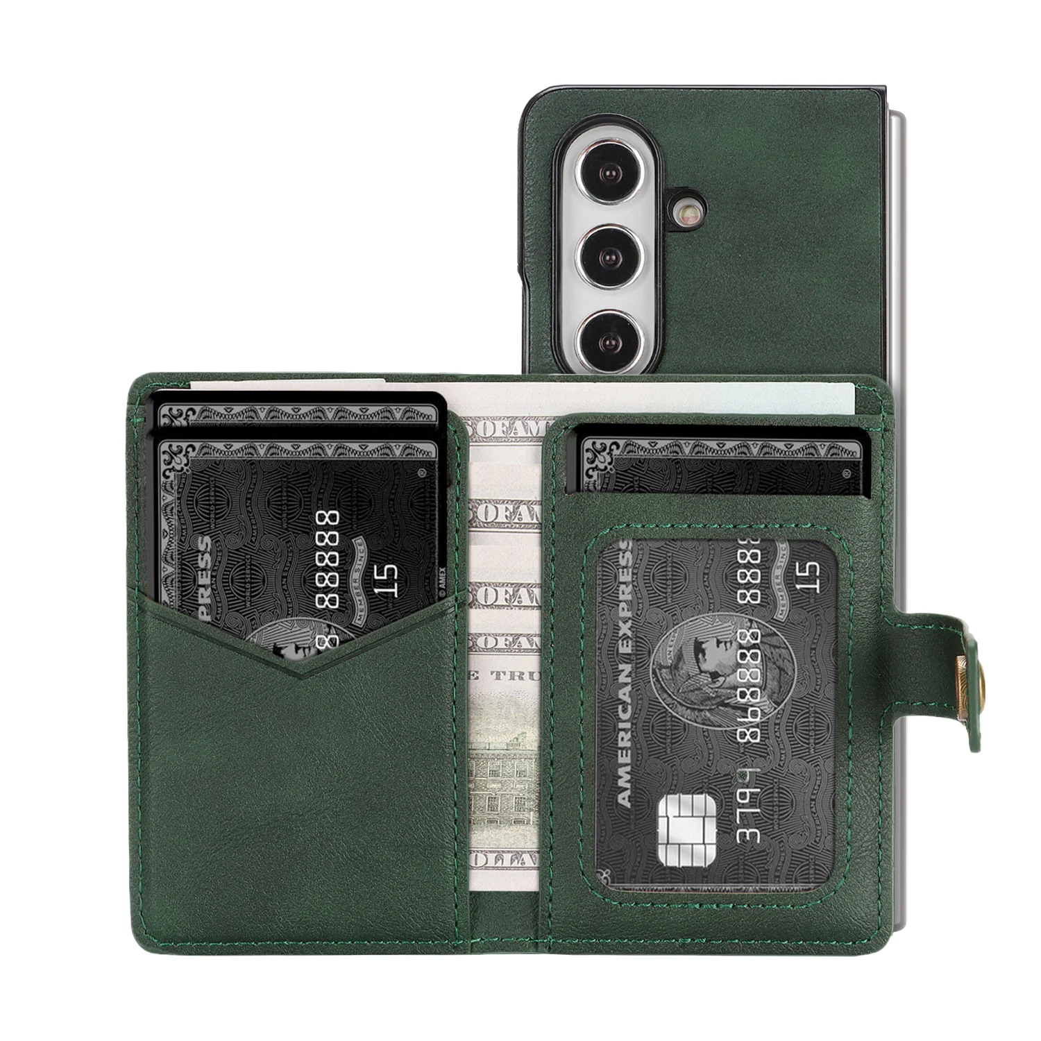 Premium Faux Leather Wallet Case with Card Holder and Kickstand