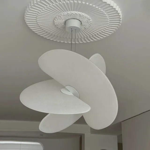 Lámpara Colgante Moderna de Seda Estilo Italiano Minimalista, Diseño Nórdico, Blanca, para Loft, Villa, Sala de Estar, Hotel 4