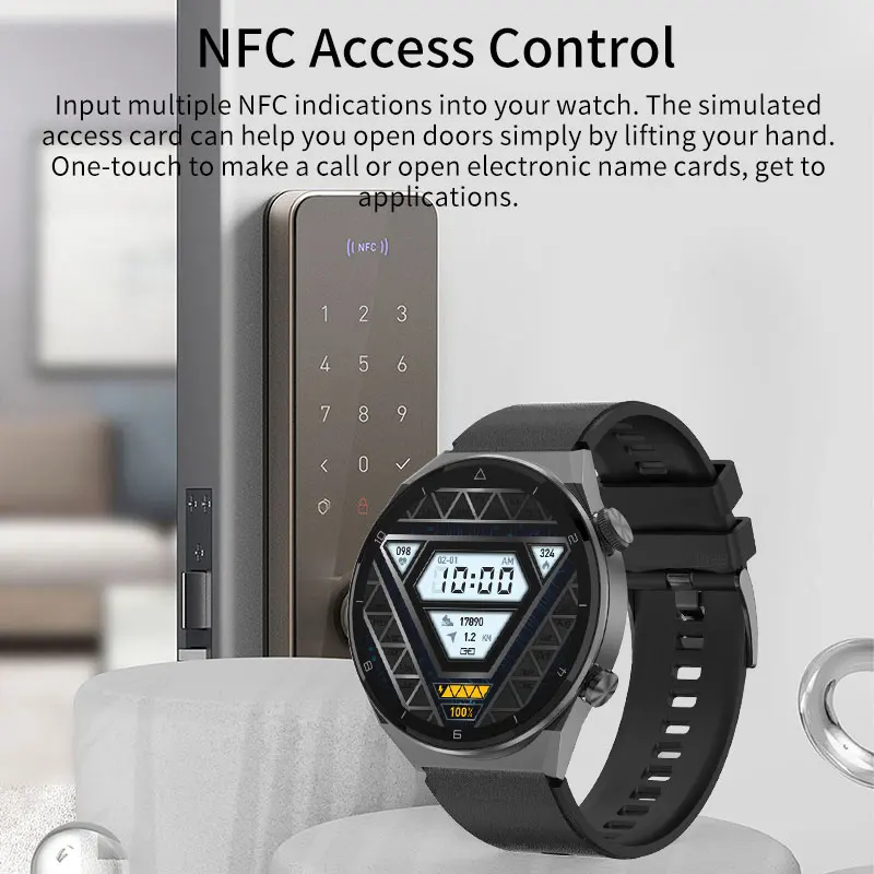 2024  New AMOLED 454*454 Screen New Men Smart Watch Sports NFC Access Control Smartwatch Bluetooth Call Clock Waterproof For Men