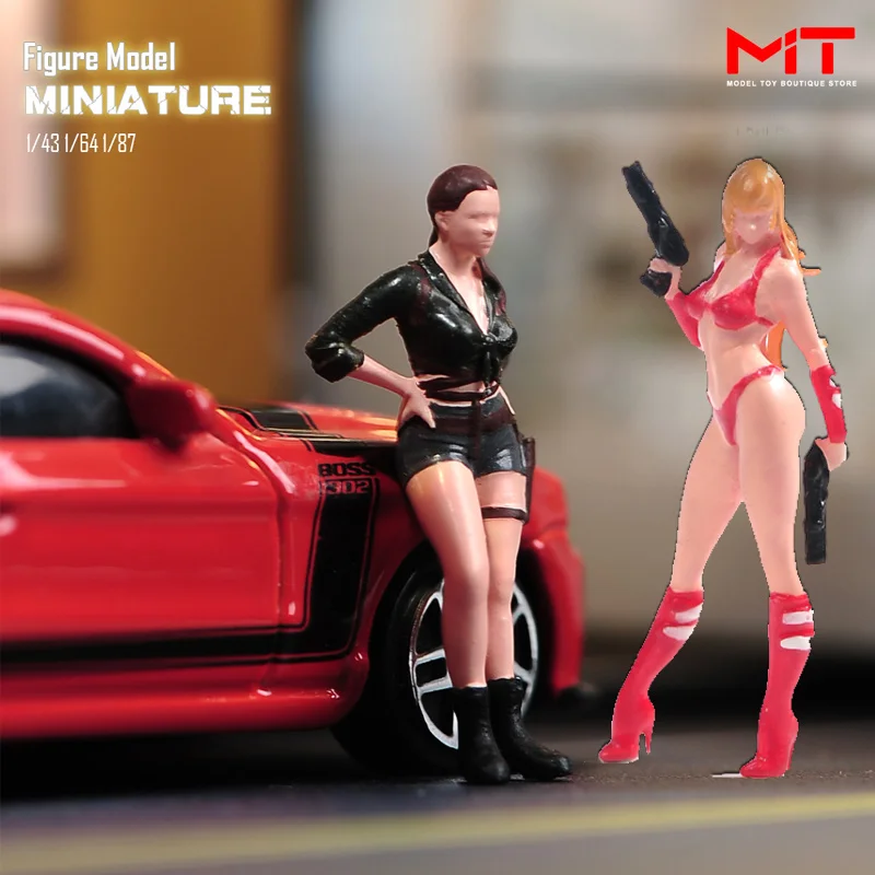 

Miniatures Figurine 1/87 1/64 1/43 1/24 Cool Beauty Girl Killer Figures Model Creative Photography Scene Props For Cars Toy