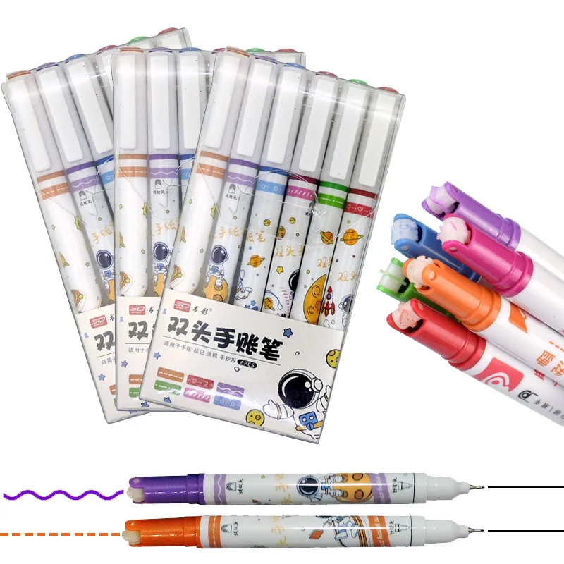 Double-headed lace roller highlighter hand account painting hand copy newspaper border pen black hook line pen art marker pen double headed lace roller highlighter hand account painting hand copy newspaper border pen black hook line pen art marker pen