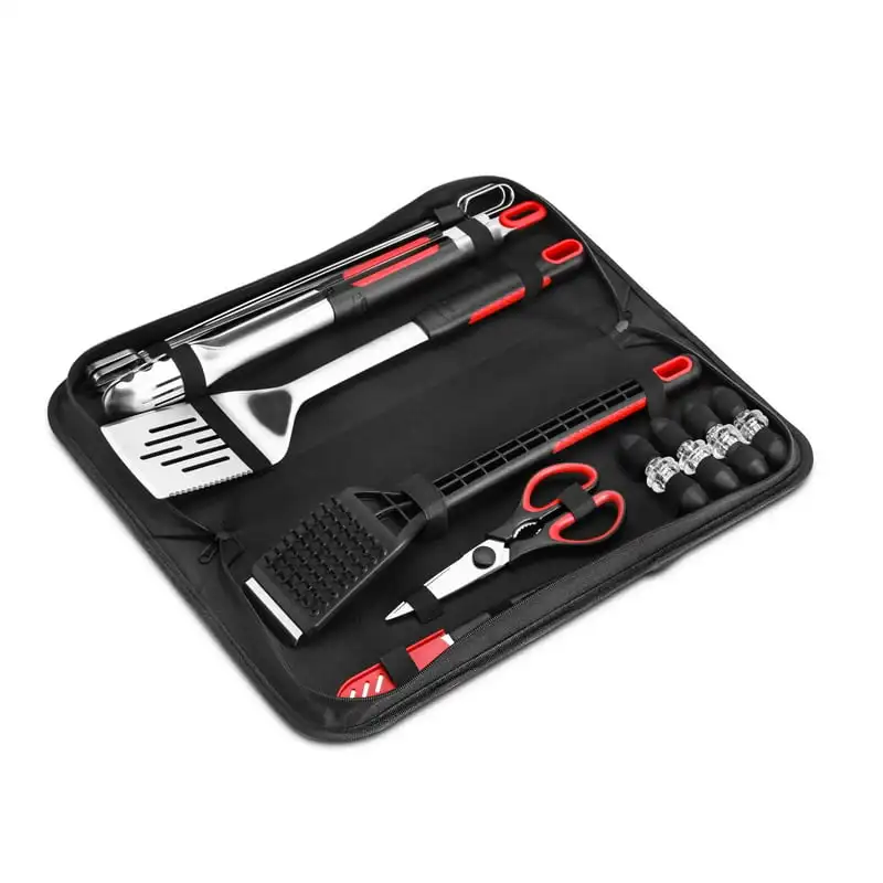 

Steel Soft Grip BBQ Grill Tool Set, 18-Pieces