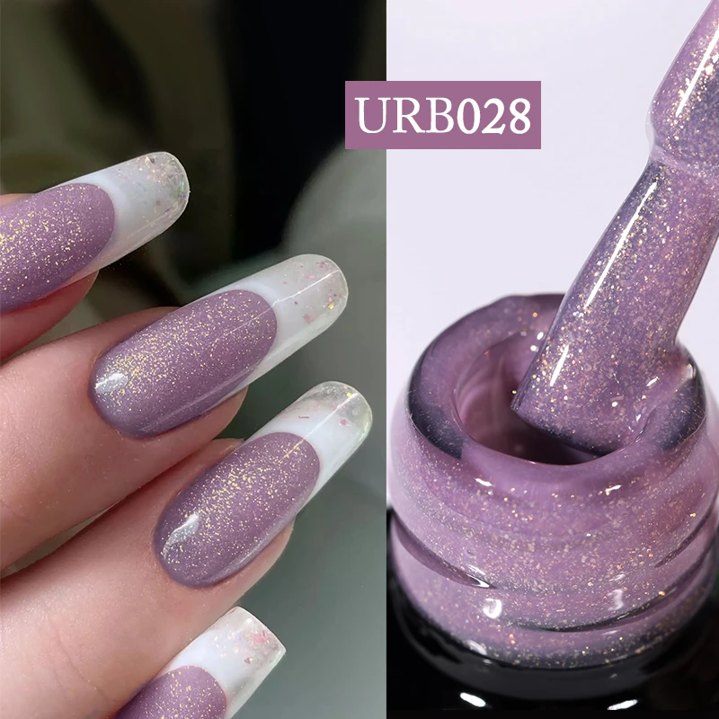 UR SUGAR 7ml Glitter Rubber Base Gel Gold Glitter Purple Pink Nude