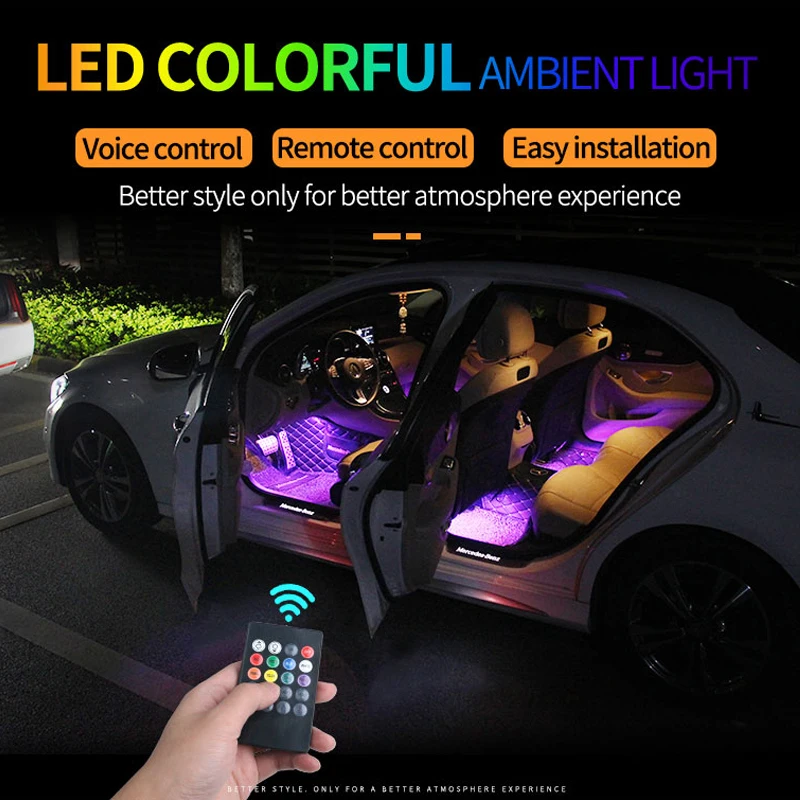 Lampe à 9 LED avec robinet adhésif multicolore, décoration automatique,  pied de tableau de bord, bande lumineuse, allume-cigare de voiture,  lumières d'ambiance - AliExpress