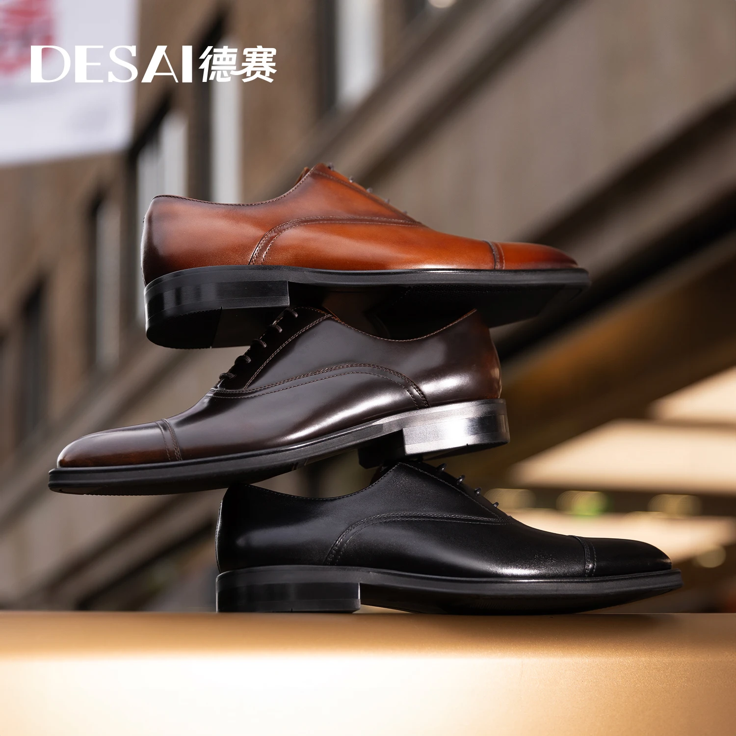 DESAI Men Shoes Brand Oxfords Genuine Leather Italian Business