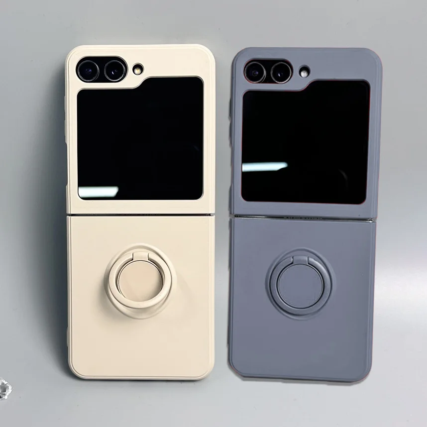 Candy Color Liquid Silicone Magnetic Phone Case with Shockproof Ring Stand