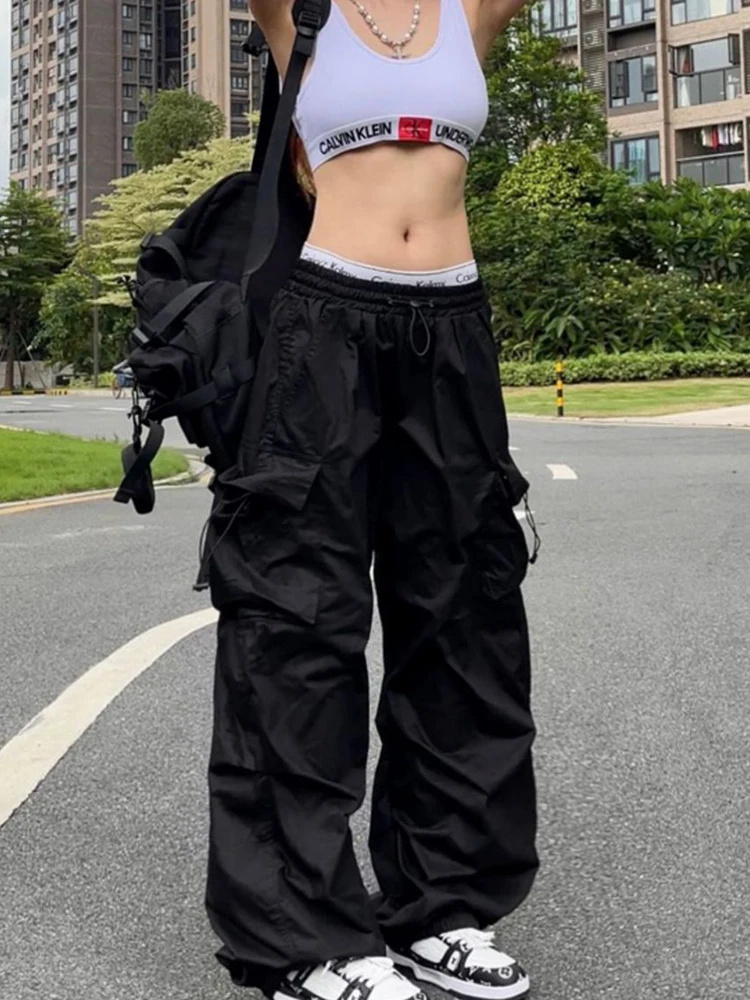 

Harajuku Oversized Cargo Parachute Pants Women Streetwear Vintage Hip Hop Wide Leg Joggers Baggy Sweatpants Techwear