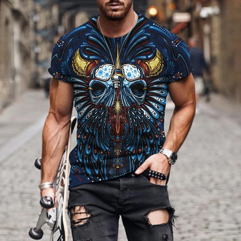 2022 Summer New Abstract Painting 3D Printing Oversized Loose Retro Short Sleeve Fashion Print Crew Neck Sports Casual Men's T-S fred perry t shirt T-Shirts