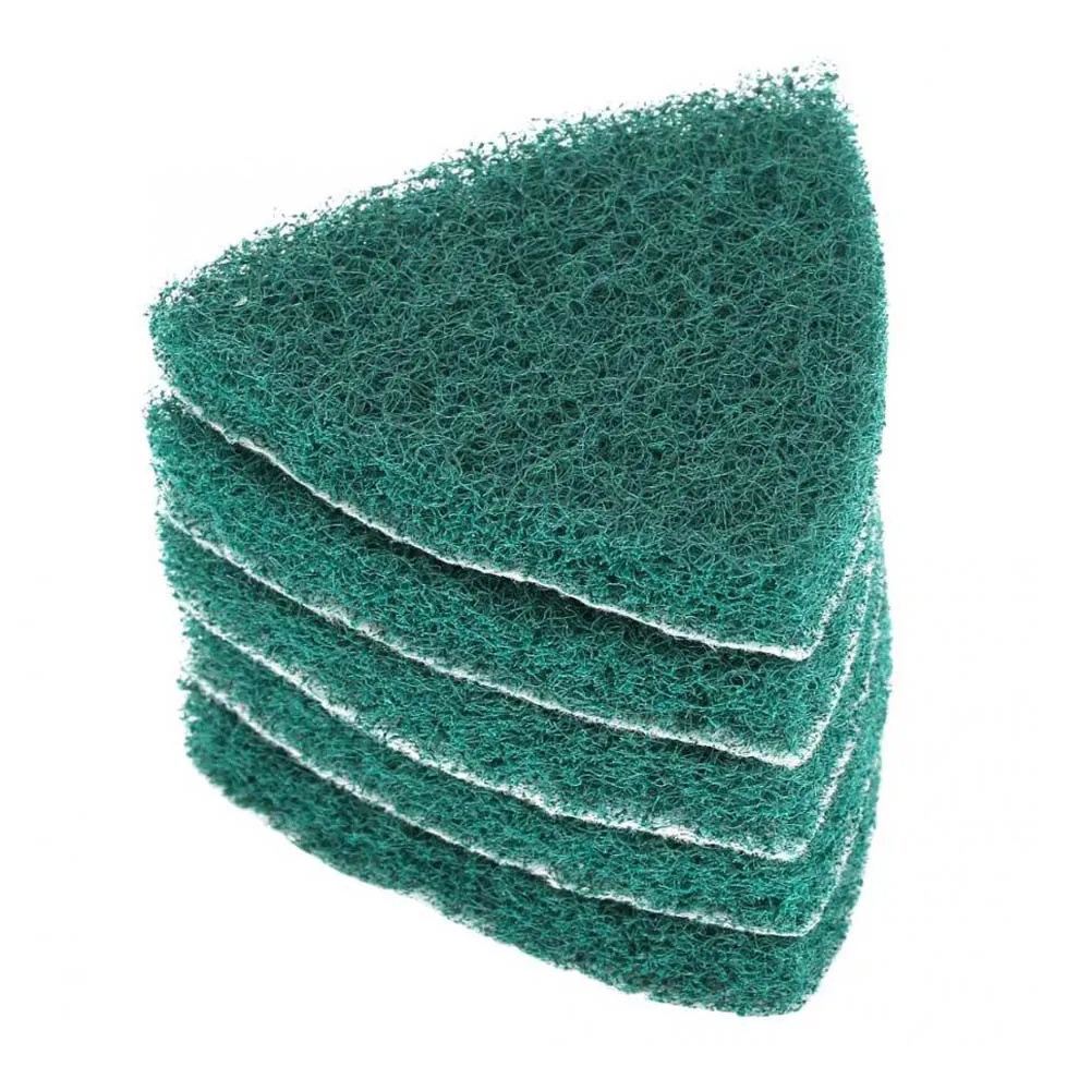 5pcs Triangle Scouring Pad Nylon Polishing Pad Self Adhesive Plate 240 Grit For Grinding Machine AbrasiveTool Accessories