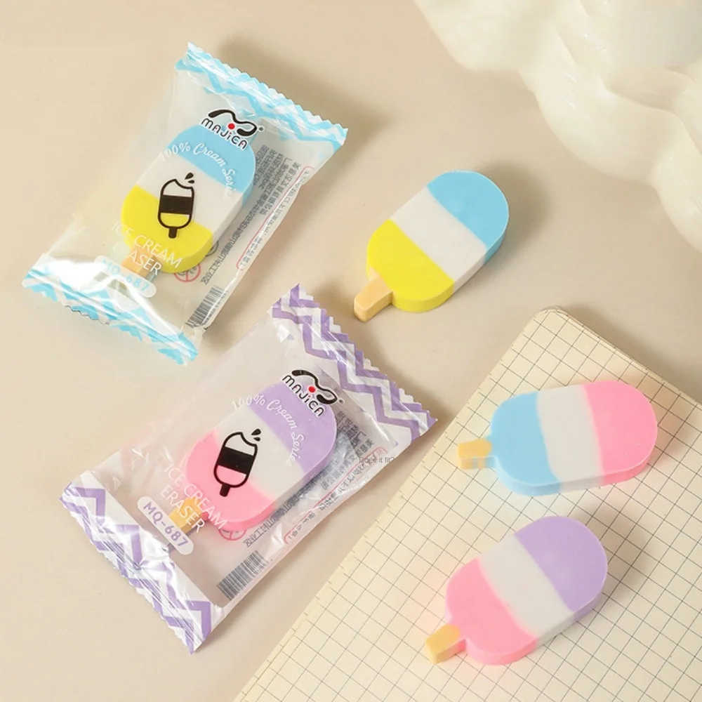 

Ластик в форме мороженого, милый легко моющийся кавайный резиновый ластик, мультяшный веселый карандаш, канцелярские принадлежности