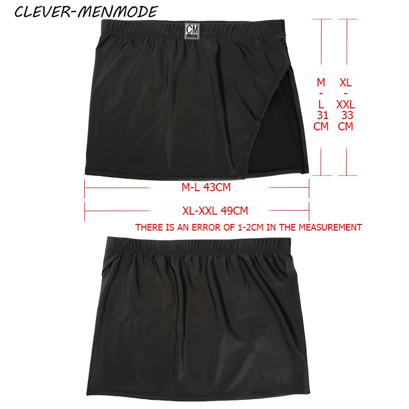 Men's Sexy PU Leather Side Opening Skirt Size