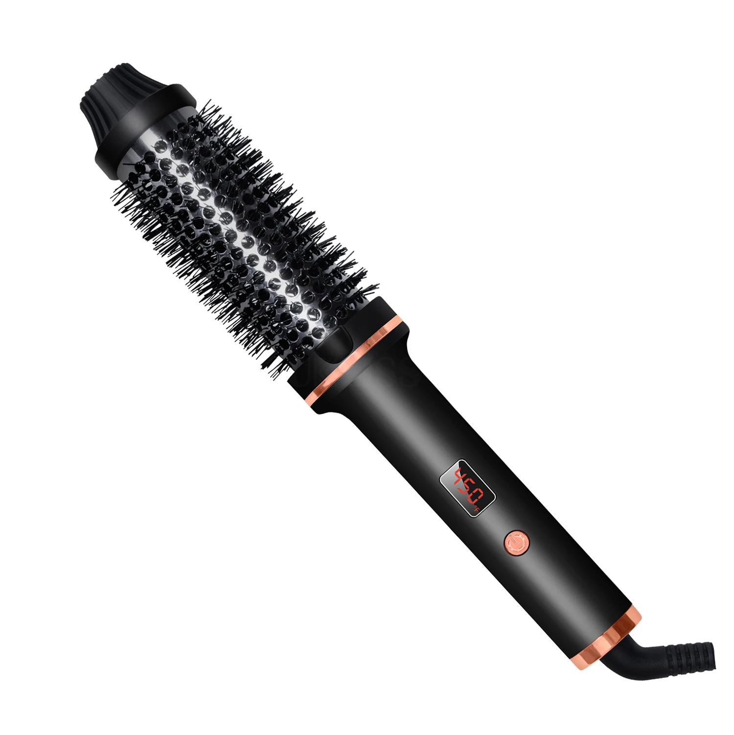 

Mini Curling Iron Brush for Short Long Hair Hair Curling Brush Long Barrel Tourmaline Ceramic Curling Brush Iron with Anti-Scald