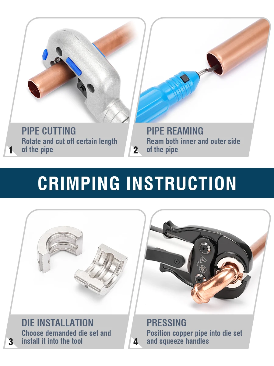 Hydraulic Pex Pipe Crimping Tools HP-1332 Pressing Plumbing Tools for Aluminum Plastic Pipe, Stainless Steel and Copper Pipe 6