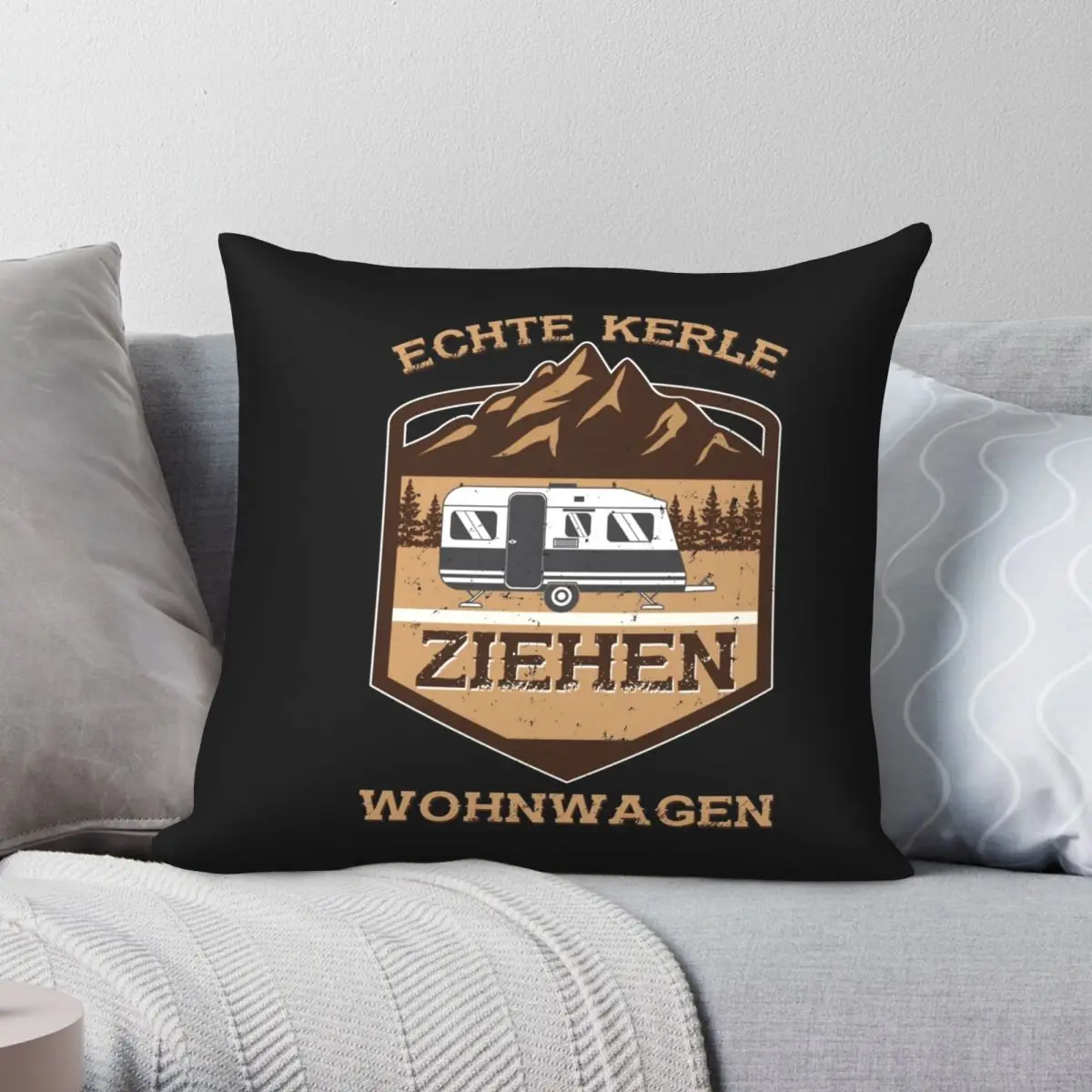 Echte Kerle Ziehen Wohnwagen Federa Da Campeggio Poliestere Lino Velluto Modello Zip Decor Fodera Per Cuscino Federa Per Cuscino Della Stanza
