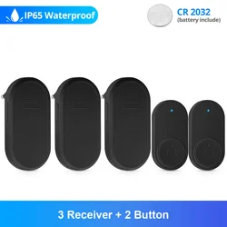 Wireless Doorbell with Waterproof Button and Built-in Chime - Smart Home Alarm System with 32 Melodies - American regulations (3 Receiver 2 Button)