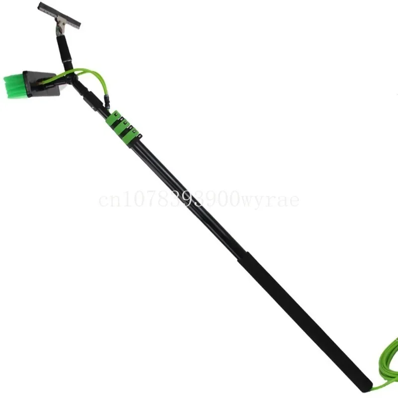 

Aluminum telescopic water fed pole car window wash brush with scraper Long Handle Tools Extension Pole Flip Clamp Locking