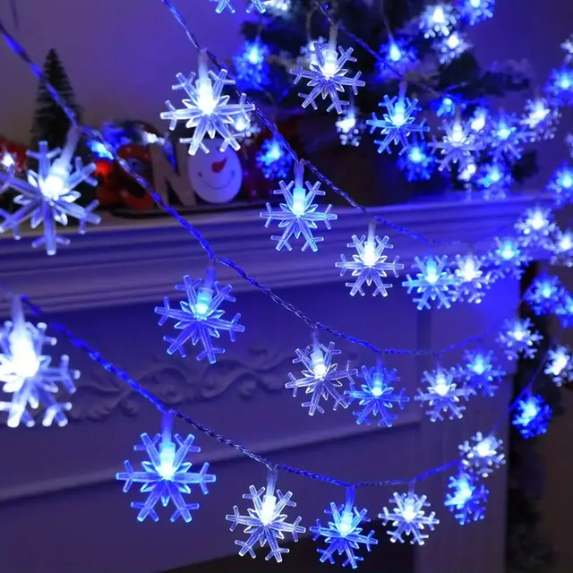 1pc LED Christmas Snowflake String Light Indoor & Outdoor Hanging Decorative Lighting Fairy Atmosphere Lamp For Garden Party 3