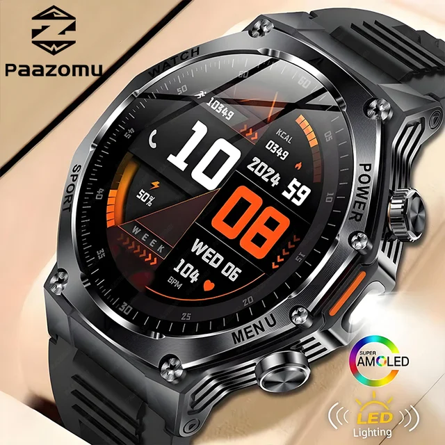 2026 New Smart Watch Men 800mAh Ultra Long Battery Life IP68 Waterproof Outdoor Sport Watches Bluetooth Call Military Smartwatch