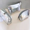New Fashion Silver Soft Leather Clutch Cosmetic Bag Travel Portable Bathroom Organizer Storage Makeup Bag Toilet Bag Pouch 2
