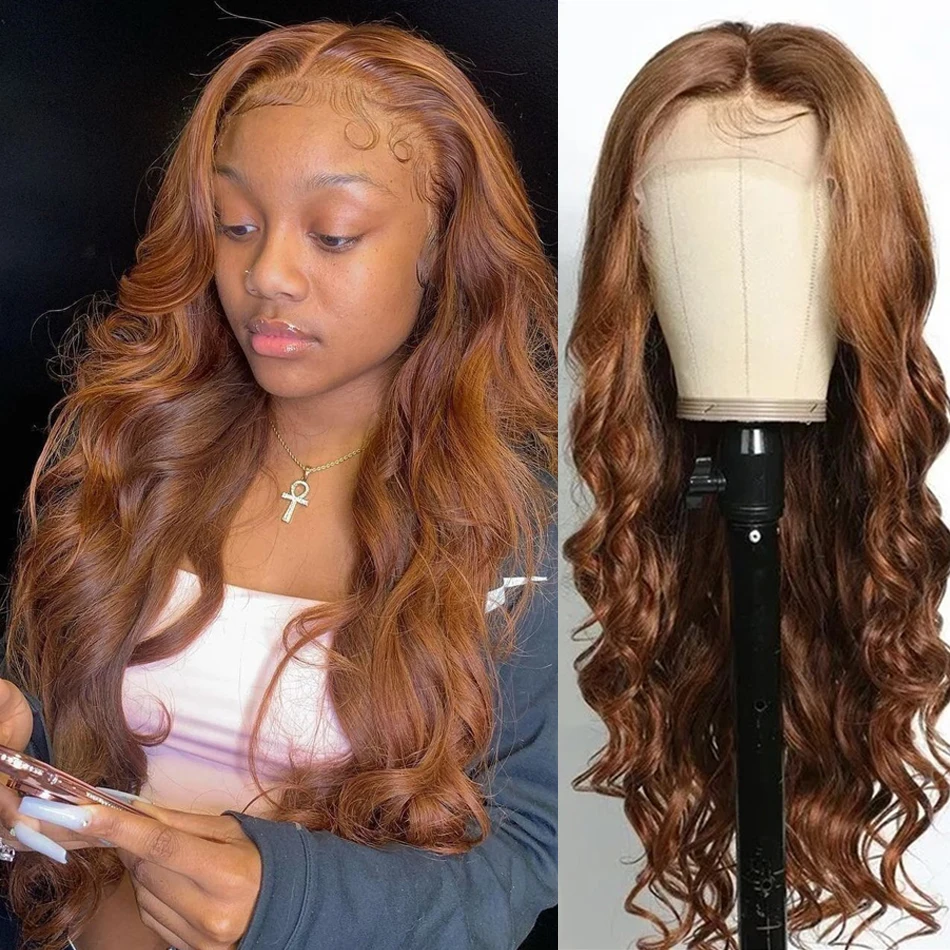 

13x6 Brown Lace Frontal Wig 30 Inch ginger Lace Front Body Wave Human Hair Wigs Hd Transparent Brazilian Hair Wigs For Women