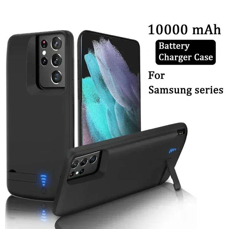 삼성에 적합한 갤럭시 S10 S10E S20 S21 S22 고속 배터리 충전 케이스, 노트 10 플러스 노트 20 울트라 5G 스마트폰용 보조배터리 케이스