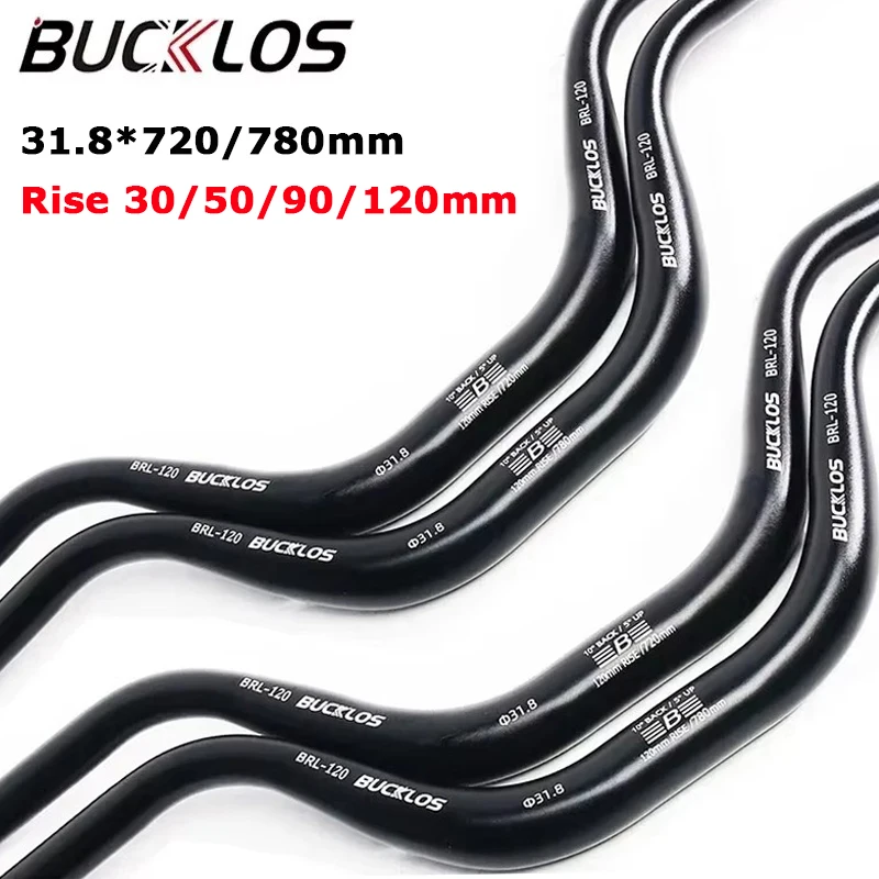 Bicycle Handlebar Mountain Bike Handlebar 31.8mm Hi-Riser MTB Bar Flat Riser 720/780mm Handle Bar Rise 30/50/90/120mm Swallow