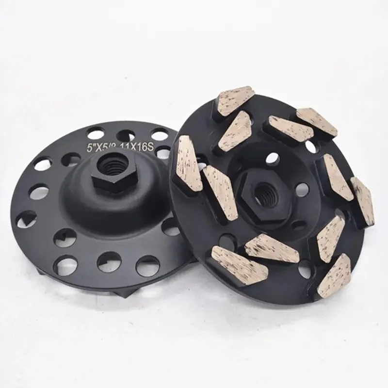 [14 Triangle Segments] 5'' Diamond Grinding Cup Wheel 125mm Granite Concrete Polishing Discs Disks Plates M14 5/8"-11